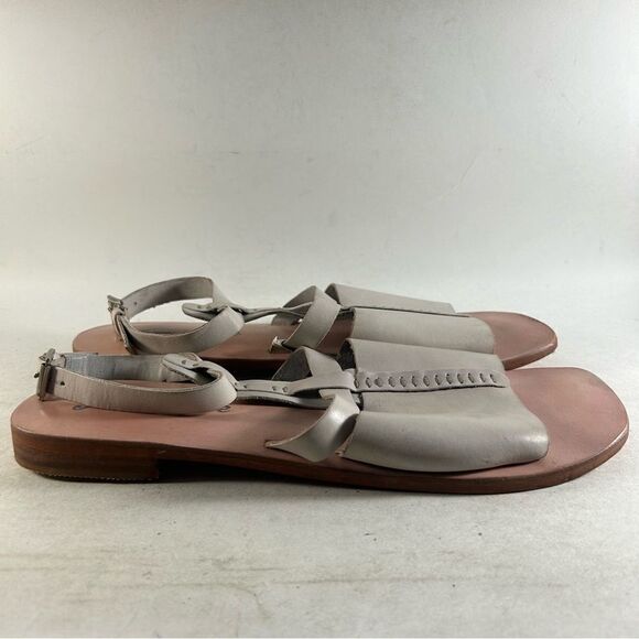 NEW Free People Long Weekend Leather Sandals Off White Size EU 39 US 8.5 - Picture 1 of 9